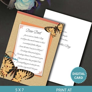 Tarjeta del día del padre feliz de la hija, tarjeta del día de los padres, tarjeta digital, tarjeta imprimible, tarjeta de papá digital, archivo digital, descarga instantánea