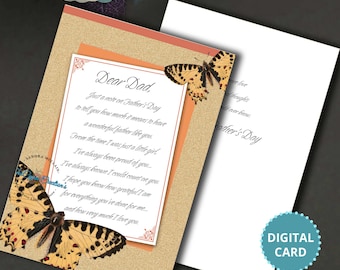Father's Day Card from Daughter: Butterfly Design (Digital Download)