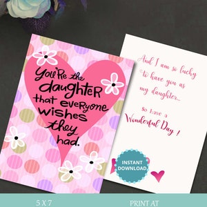 Tochter-Karte, Karte für Tochter, ich liebe dich Tochter, digitale Karten, druckbare Karten, Urlaub Grußkarten, personalisierte Karten,