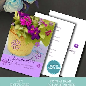 Tarjeta de la abuela, tarjeta de cumpleaños para la abuela, tarjeta para el cumpleaños, tarjeta digital, tarjeta imprimible, feliz cumpleaños, descarga instantánea