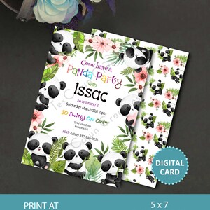 Panda Birthday Invitation, Boys Invitation, Girls Invitation, Birthday Party, Party Invitation, Digital Invitation, Birthday Invite,