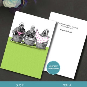 Funny Birthday Card, Granny Panties (Printable Digital File 5x7")