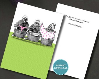 Funny Birthday Card, Granny Panties (Printable Digital File 5x7")