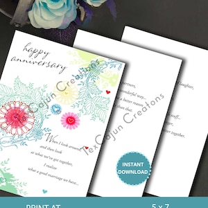 Wife or Husband Anniversary Card, Couple Anniversary, Happy Anniversary, Digital Card, Printable Card, Card for Her, Card for Him