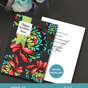 Happy Birthday Mom Birthday Card, Mom Birthday Card, Digital Card, Card for Her, Mom Card, Thank you Mom Card, Digital Download