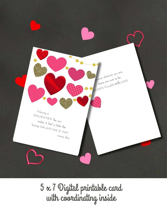 Daughter Valentine Card, Valentines Cards, Valentines Day, Digital Cards, Printable Card, Card for Her, Holiday Cards, Card for Daughter