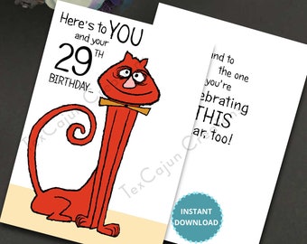 Turning 29 Again Birthday Card, Funny Card, Digital Card, Happy Birthday, Card for Her, Card for Him, Instant Download, Digital Printable