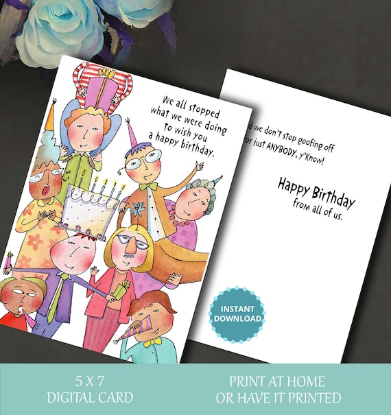 Funny Birthday Card: From All of Us, Digital Download