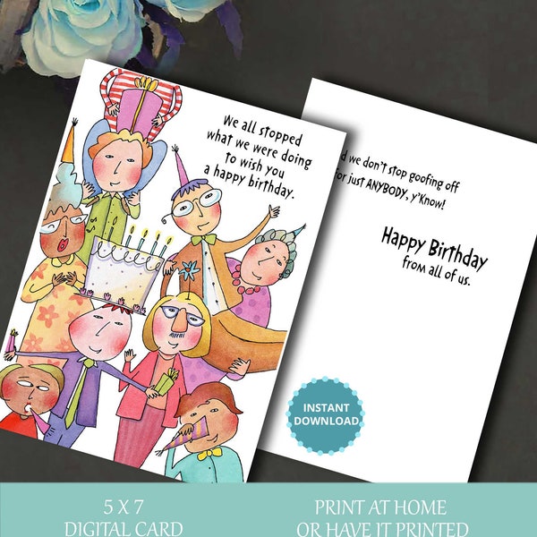 Happy Birthday from all of us, Birthday Card, Card for Birthday, Digital Card, Card for Her, Card for Him, Printable Card, Instant Download