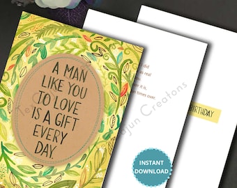Husband Birthday Card: Printable Floral Design (Digital Download)