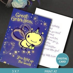 Tu illumines ma vie Petit-fils, Carte d’anniversaire, Carte de petit-fils, Carte d’anniversaire de petit-fils, Carte pour lui, Cartes numériques, Carte imprimable