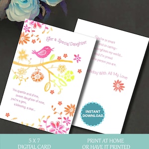 Anniversaire de fille, Carte d’anniversaire pour fille, Carte pour anniversaire, Carte numérique, Carte imprimable, Joyeux anniversaire, Téléchargement instantané