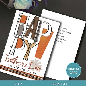 Glücklicher Vatertag meinem Mann, Vatertagskarte, Karte für Papa, lustige Papa Karte, alles Gute zum Vatertag, digitale Karte, Sofort Download