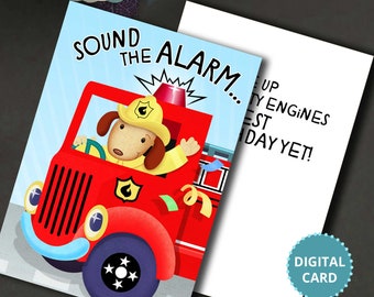 Sound the Alarm, Grandson Birthday, Birthday Card, Card for Grandson, Digital Cards, Happy Birthday, Card for Him, Print at Home Card