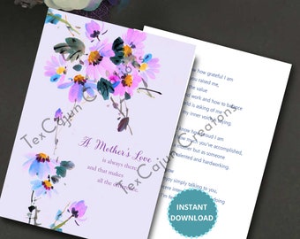 Special Birthday Mom Card: Printable Digital Download, 5x7"