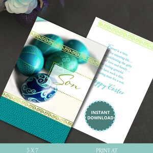 Osterkarte für Sohn, Osterkarten, Frohe Ostern, Osterkarte zum Ausdrucken, digitale Downloads, druckbare Karten, Sofort Download, Osterkarte