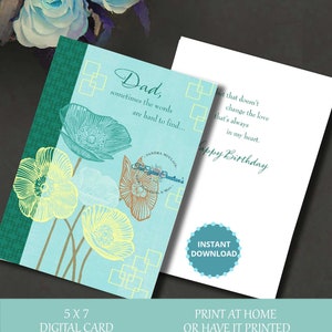 Dads verjaardagskaart, kaart voor papa, verjaardagskaart, kaart voor hem, digitale kaart, afdrukbare kaart, instant download, vader verjaardagskaart