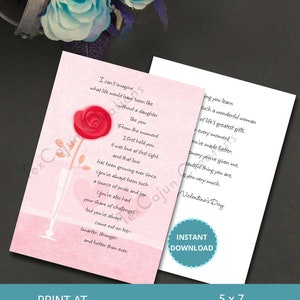 Dochter Valentijnskaart, Valentijnsdag, Kaart voor dochter, Digitale kaarten, Afdrukbare kaart, Kaart voor haar, Instant Download
