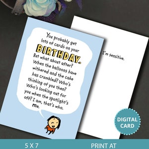 Lustige späte Geburtstagskarte, ich bin nicht spät, ich bin empfindlich, verspätete Karte, alles Gute zum Geburtstag, digitale Karte, druckbare Karte, sofortiger Download