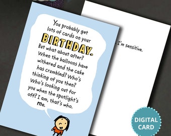 Funny Late Birthday Card, I'm not late, I'm sensitive, Belated Card, Happy Birthday, Digital Card, Printable Card, Instant Download