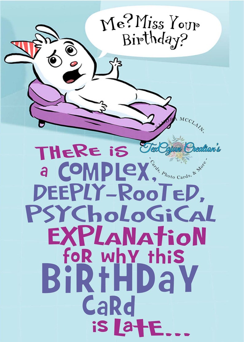 Belated Birthday Card, Late Birthday Card, Birthday Card, Digital Card ...