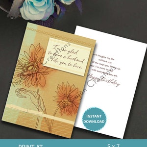 Je suis si heureuse d'avoir un mari comme vous, carte de joyeux anniversaire, carte bien pensée, carte numérique, carte pour lui, carte à imprimer à la maison, fichier numérique