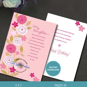 Carte de fille, carte d’anniversaire de filles, carte pour fille, carte pour elle, Cartes numériques, cartes de vœux, carte imprimable, anniversaire de filles