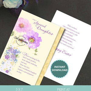 Tochter Osterkarte, Osterkarten, Karte für Tochter, Karte für Sie, Frohe Ostern, digitale Karten, Blumenkarte, druckbare Karte
