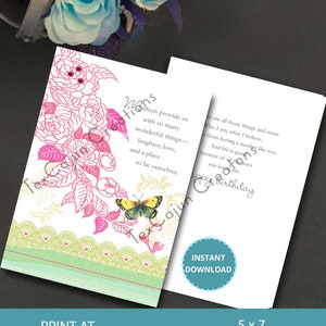 Carte d'anniversaire spéciale mère, carte d'anniversaire, joyeux anniversaire maman, carte numérique, carte pour elle, carte à imprimer à la maison, fichier numérique