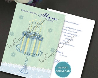 Mom Birthday Card: Floral Cake Design (Digital Download)