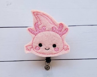 Axolotl Badge Reel, Axolotl Badge Holder, Axolotl Badge, Retractable Badge Holder, Nurse Badge Reel, Felt Badge Reel, Nurse Gift