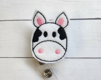 Cow Badge Reel, Cow Badge Holder, Cow Badge Clip, Retractable Badge Holder, Nurse Badge Reel, Felt Badge Reel, Nurse Gift, Id Holder