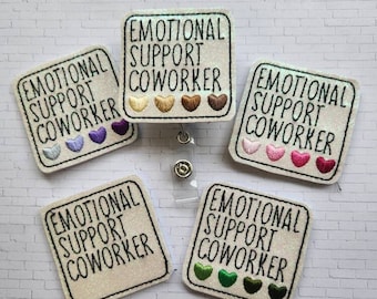 Porta credencial de compañero de trabajo de apoyo emocional, carrete de credencial de apoyo emocional, carrete de credencial médica, porta credencial retráctil, carrete de credencial de enfermera