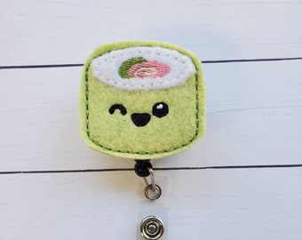 Sushi Badge Reel, Sushi Badge Holder, Sushi Badge Clip, Retractable Badge Holder, Nurse Badge Reel, Felt Badge Reel, Nurse Gift, Id Holder