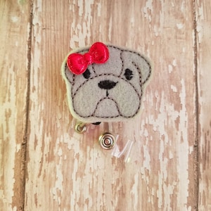 Dog Badge Reel, Dog Badge Holder, Bull Dog Badge, Retractable Badge Holder, Nurse Badge Reel, Felt Badge Reel, Nurse Gift, Id Holder