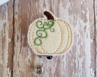 Pumpkin Badge Reel, Pumpkin Badge Holder, Pumpkin Badge, Retractable Badge Holder, Nurse Badge Reel, Felt Badge Reel, Nurse Gift, Id Holder