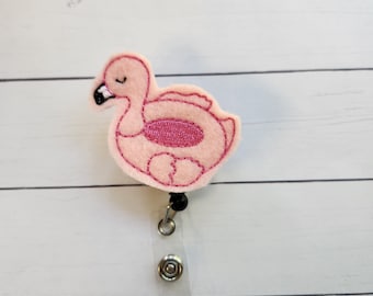 Flamingo Float Badge Reel, Float Nurse Badge Holder, Flamingo Badge, Retractable Badge Holder, Nurse Badge Reel, Felt Badge Reel, Nurse Gift