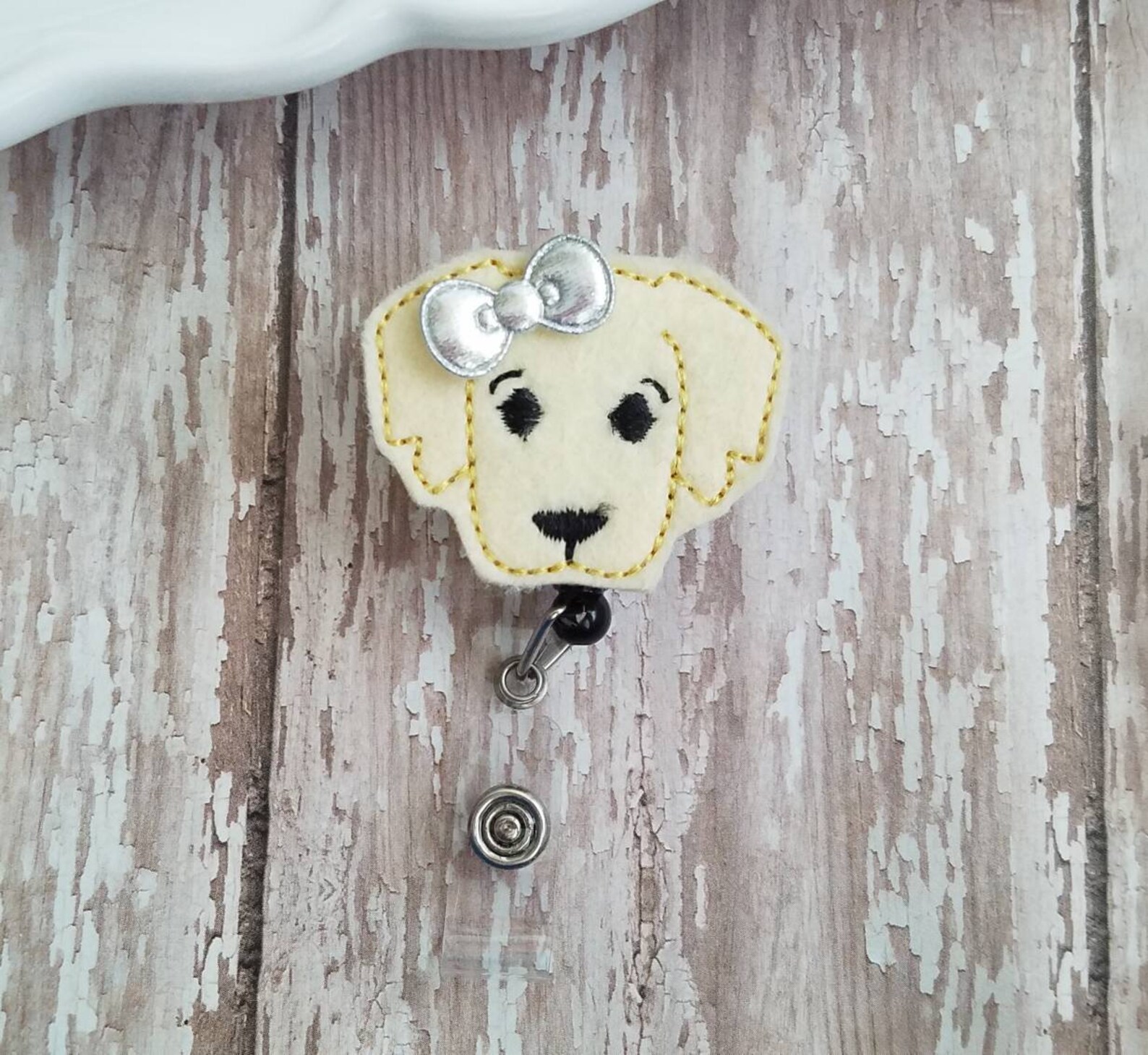 Dog Badge Reel Dog Badge Holder Dog Badge Golden Retriever Etsy