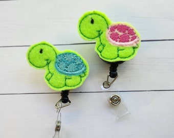 Turtle Badge Reel, Turtle Badge Holder, Turtle Badge Clip, Retractable Badge Holder, Nurse Badge Reel, Felt Badge Reel, Nurse Gift
