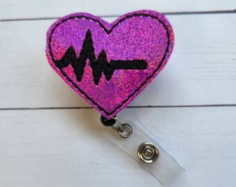 Heart Badge Reel, Heart Badge Holder, Heart Badge, Retractable Badge Holder, Nurse Badge Reel, Felt Badge Reel, Nurse Gift, Id Holder