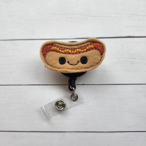 Hotdog Badge Reel, Hotdog Badge Holder, Hotdog Badge, Retractable Badge Holder, Nurse Badge Reel, Felt Badge Reel, Nurse Gift, Id Holder