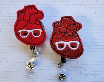 Heart Badge Reel, Heart Badge Holder, Geeky Heart Badge, Retractable Badge Holder, Nurse Badge Reel, Felt Badge Reel, Nurse Gift, Id Holder