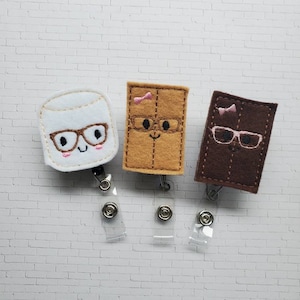 BBF Badge Reel, Geeky Badge Reel, Smores Badge Reel, Retractable Badge Holder, Nurse Badge Reel, Felt Badge Reel, Nurse Gift, Id Holder