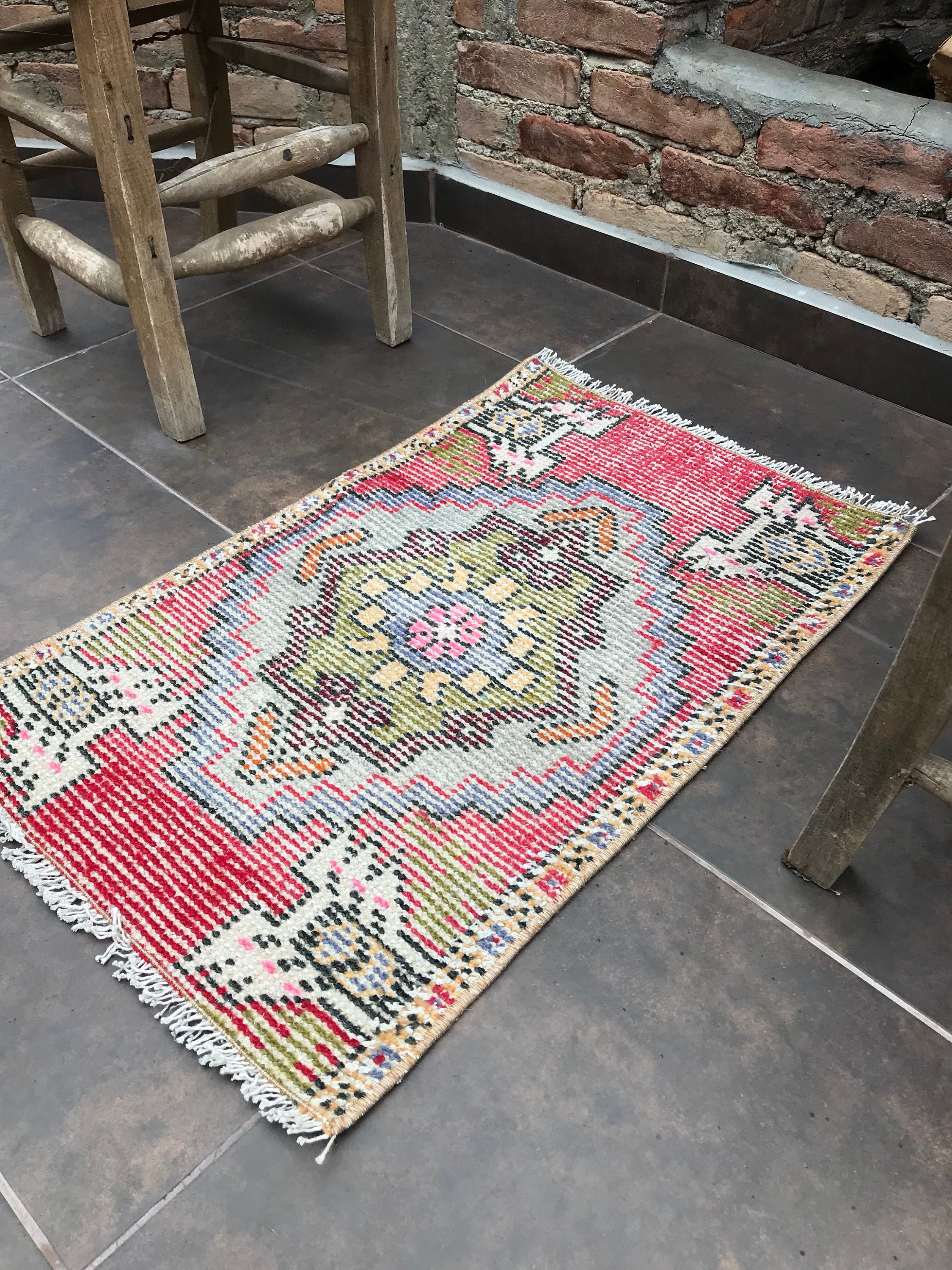 Tiny Rug Turkish oushak rug Vintage Small Rug Vintage Etsy