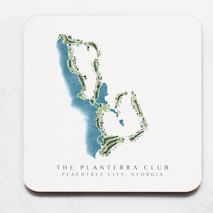 Custom Golf Course Map Coasters, Set of 4 Pieces, Personalized Golfer Gift, Unique Tea Time Memory Keepsake, Sports and Coffee Lovers Gift