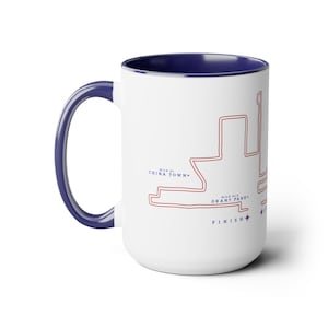 Tasse à café bicolore avec carte du parcours du marathon de Chicago 2024, 15 oz
