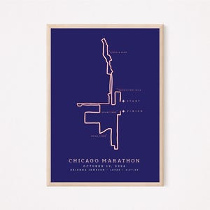 Impresión del recorrido del Maratón de Chicago (personalizable)