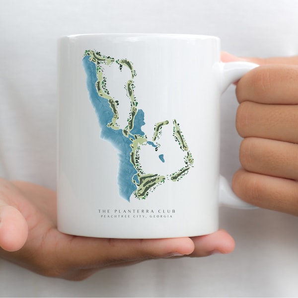 Custom Golf Course Map Mug, Golf Gift, Golf Lover Anniversary Gift, Personalized Golf Gifts, Golfer Dad Gift, Golfer Decor Gift