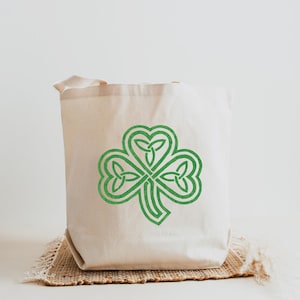 Jumbo Celtic Knot Shamrock Cotton Canvas Tote Bag