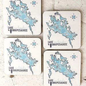 Dessous de verre carte des lacs PERSONNALISÉS, vie du lac, sous-verres de lac
